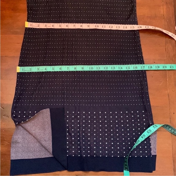 rag & bone Abigail Dot Knit Body Conscious V Neck Dress in Navy - Picture 12 of 14